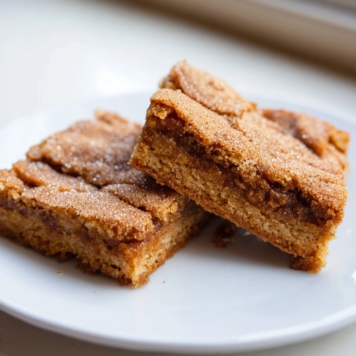 Tender Cinnamon Sugar Sweet Tea Blondies with a golden, crackly topping await enjoyment.  