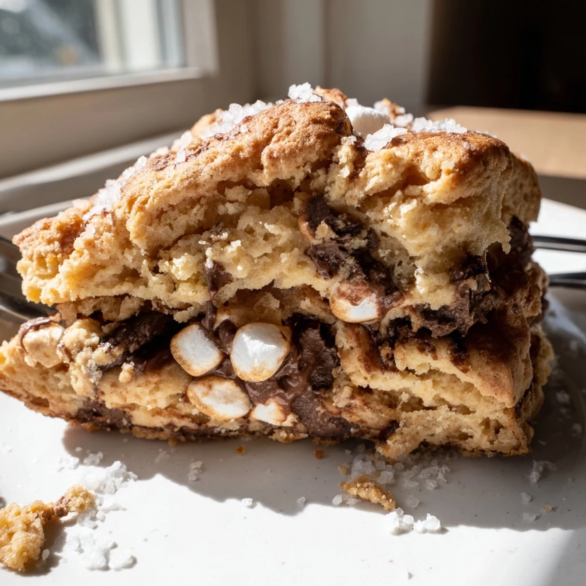 Delicious s'mores flaky biscuit scones, perfect for cozy snack or dessert time.  