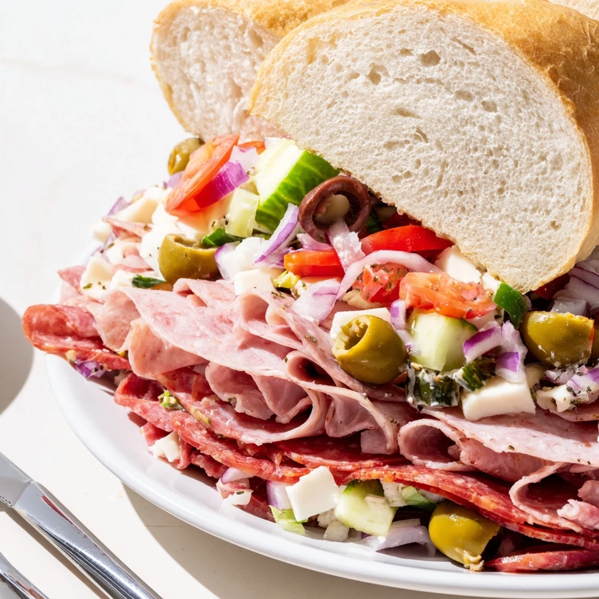 Delicious Flavor Mash-Up Sandwiches stacked high with vibrant Italian ingredients and savory meats.  