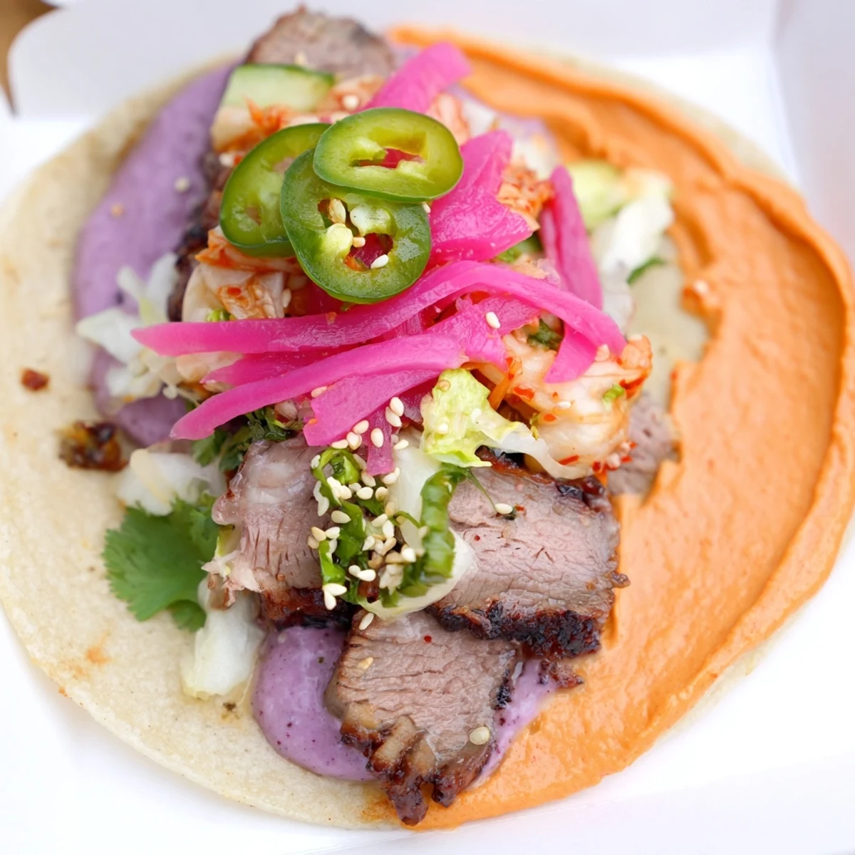 Delicious fusion bowls filled with marinated protein, zesty toppings, and rich ube crema.