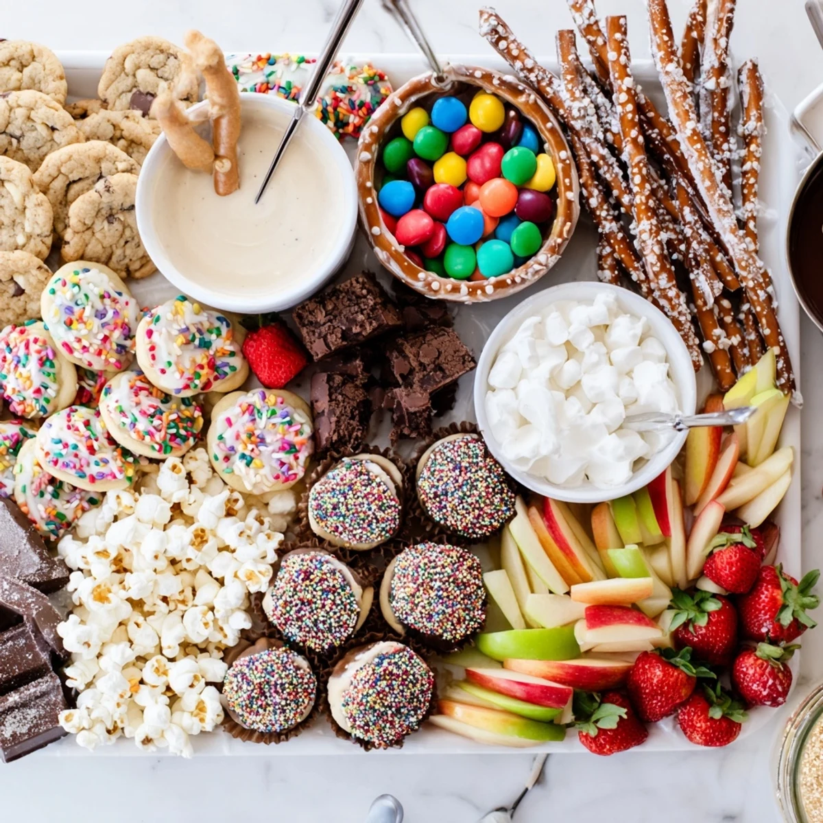 Festive dessert boards with chocolate-covered treats and fresh fruits for sharing joy.  