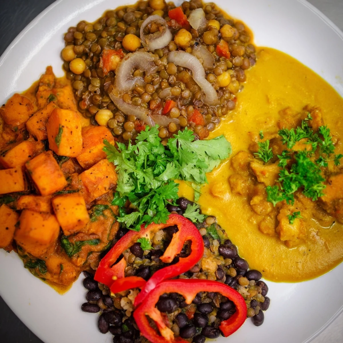 Vibrant single-pan global curries with chickpeas, coconut milk, and fresh cilantro.  