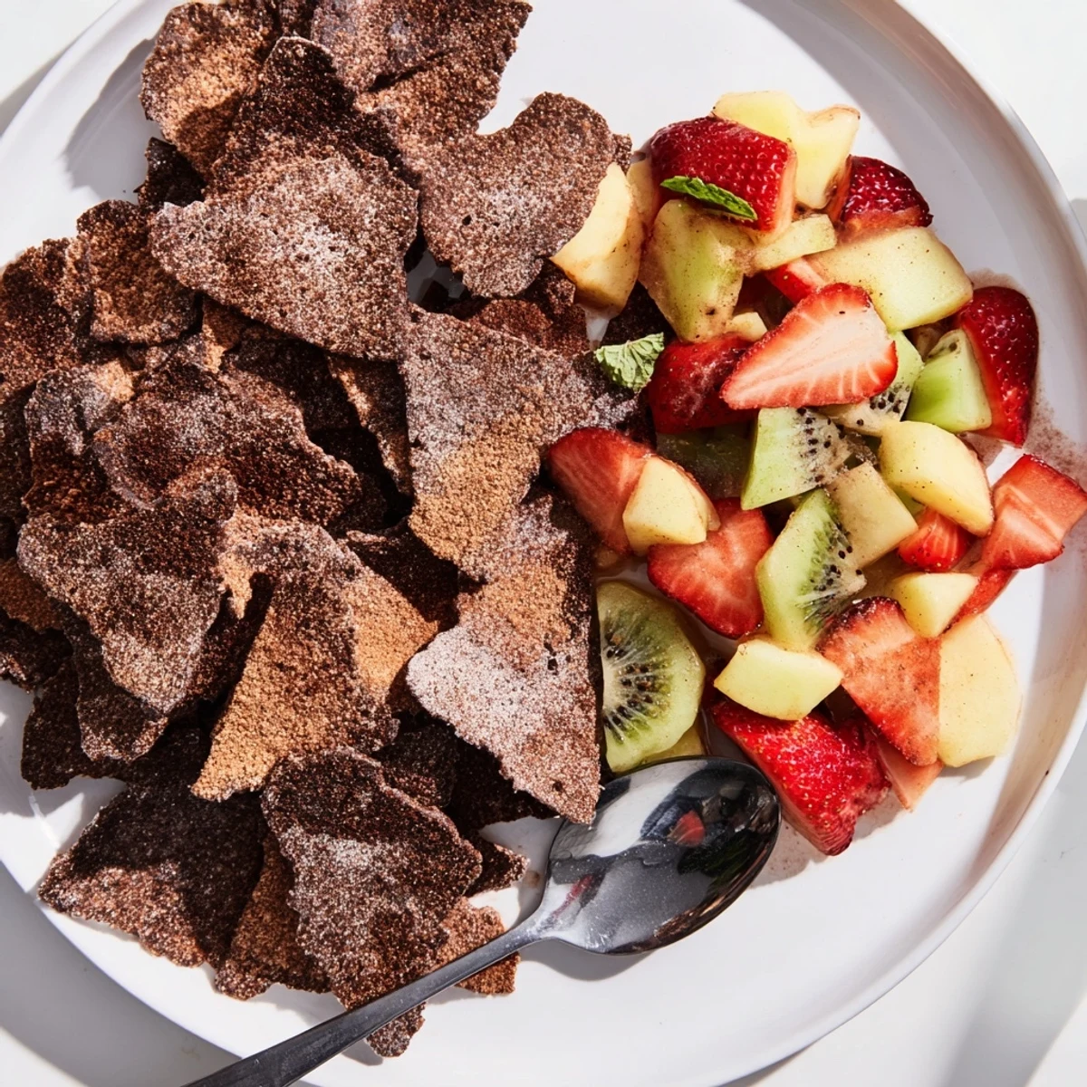 Playful dessert chips & salsa, perfect for parties with fruity flavors and textures.