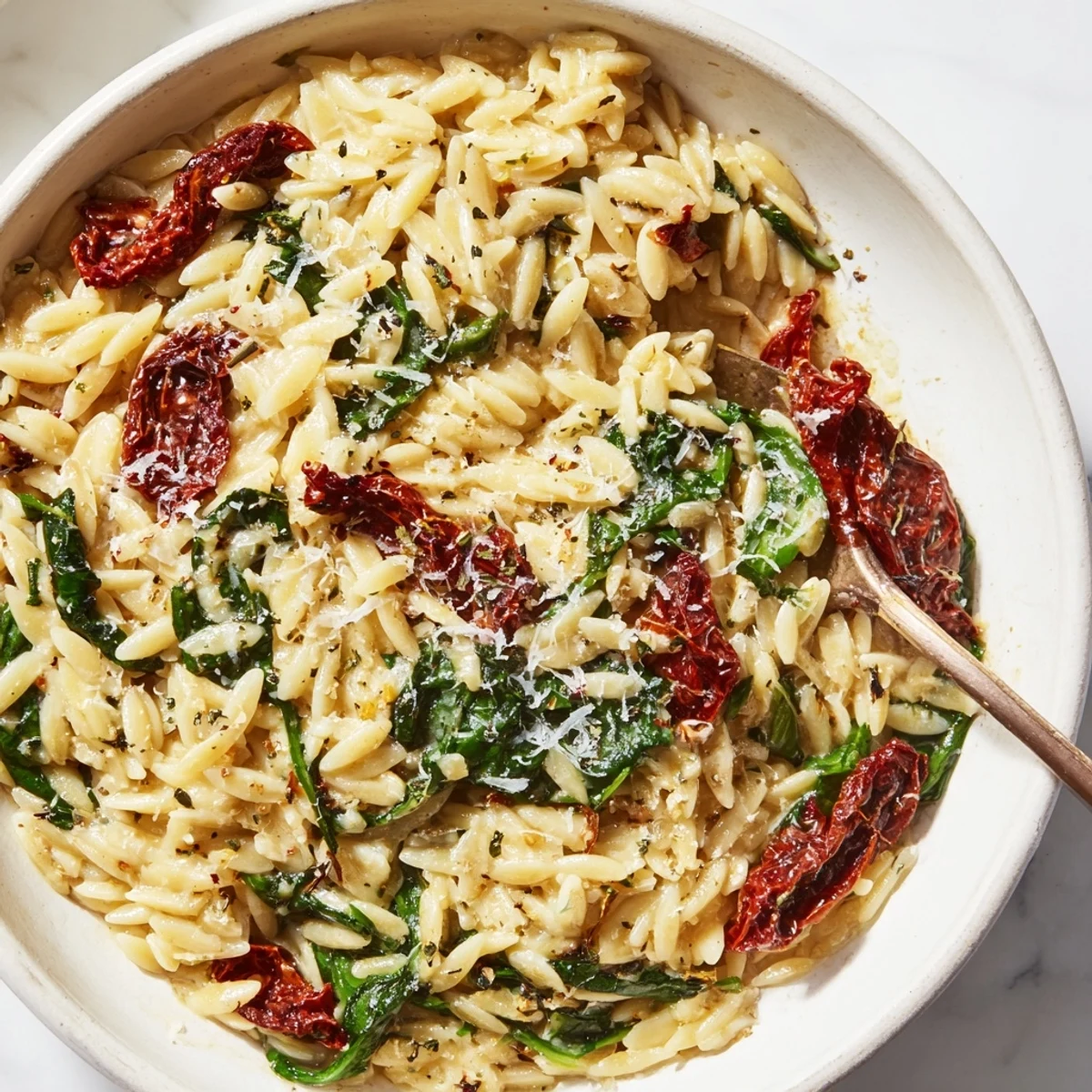 Creamy Tuscan Orzo Bowl