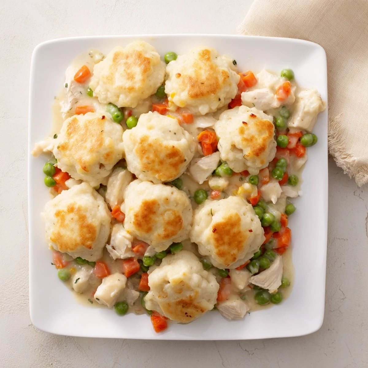 Warm, creamy Chicken and Dumplings Casserole with fluffy dumplings and tender chicken, perfect comfort food.