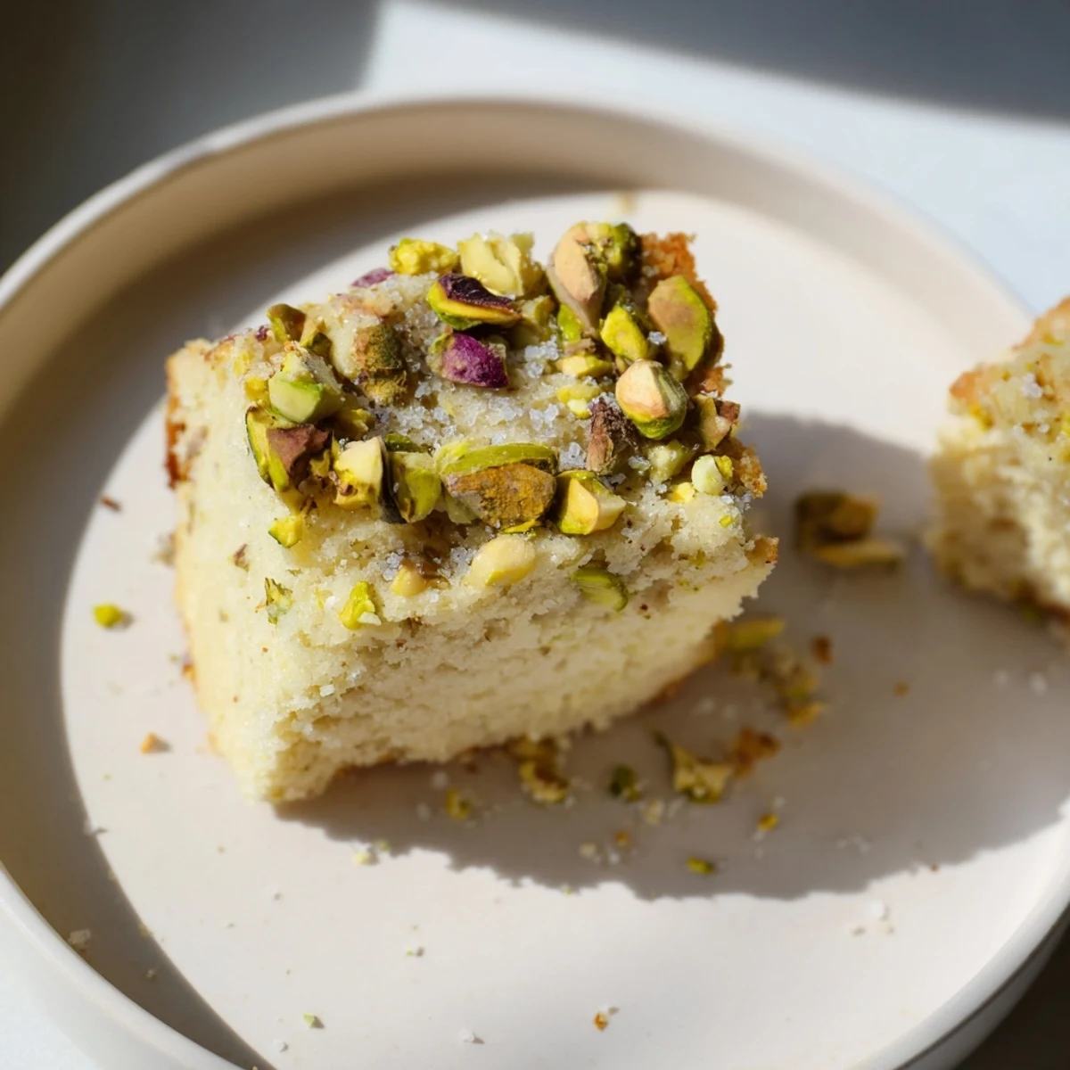 Enjoy some buttery Salted Pistachio Slice & Bake Shortbread, a delightful dessert with beautiful color and texture.