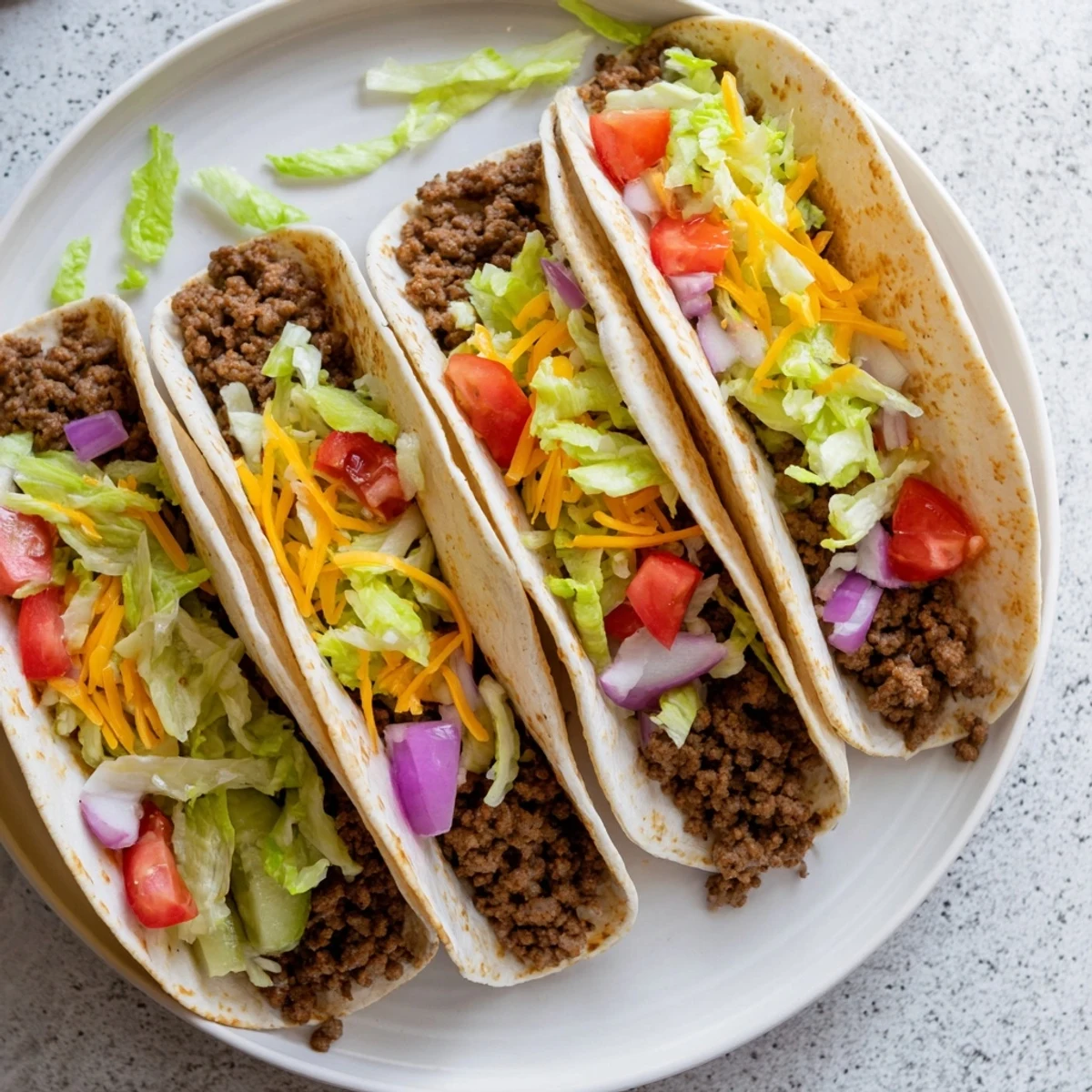 Close-up of delicious cheeseburger tacos, showcasing the juicy beef inside a perfectly fried tortilla shell.