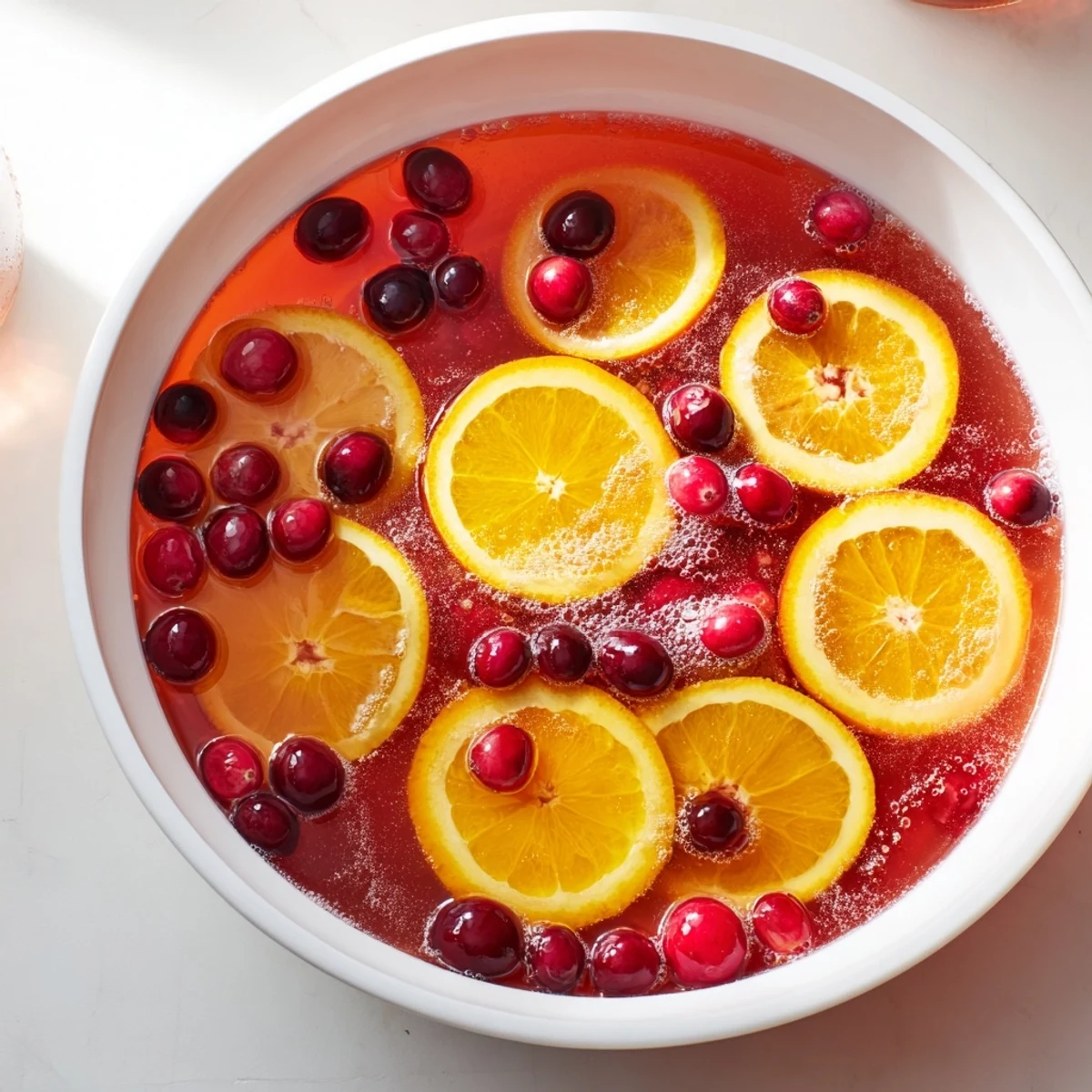 Pour yourself a refreshing glass of the delicious Quick Holiday Punch with Ice Ring, perfect for a cheerful holiday celebration.