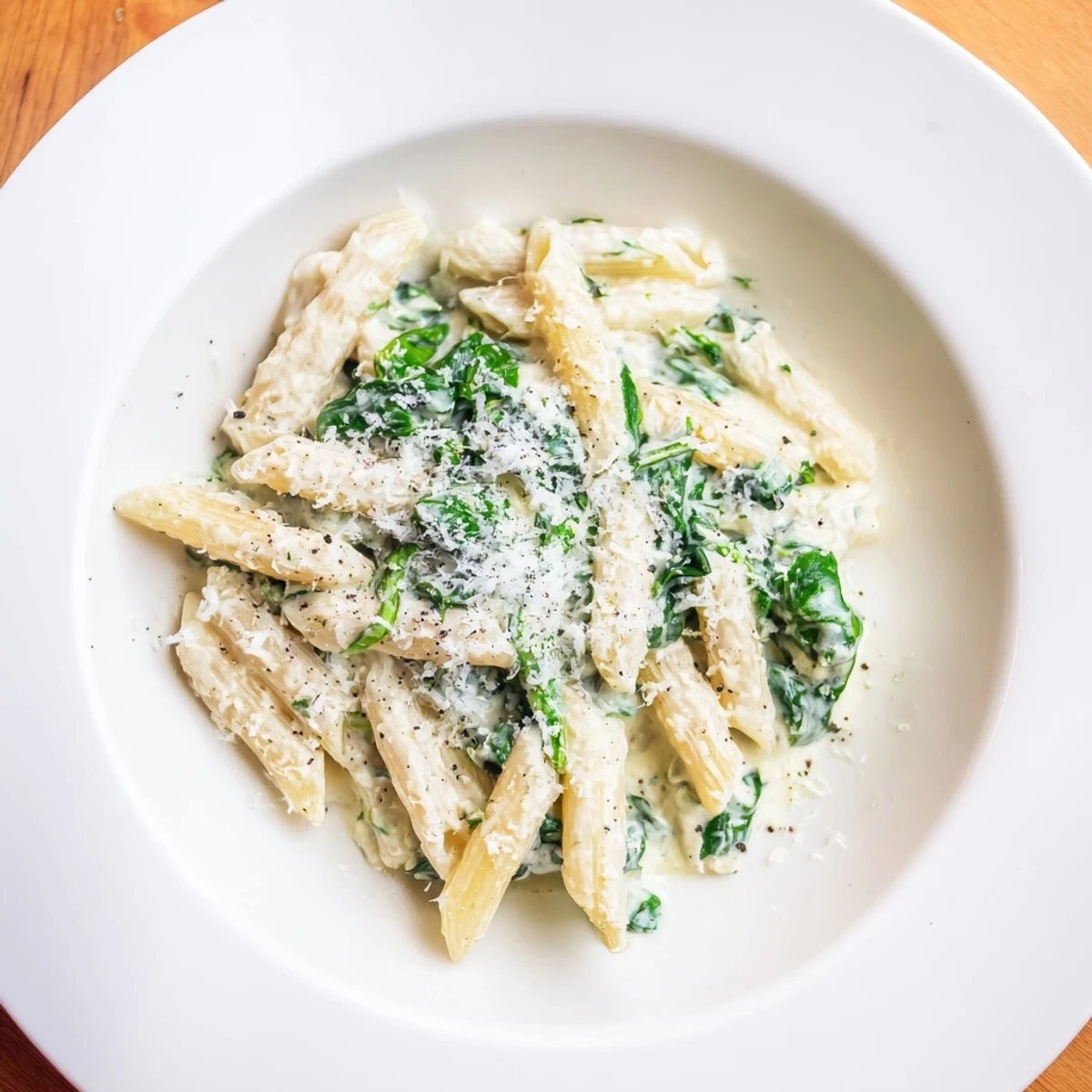 This delicious Cottage Cheese Creamy Spinach Pasta is perfectly coated with fresh, flavorful sauce, ready to eat.