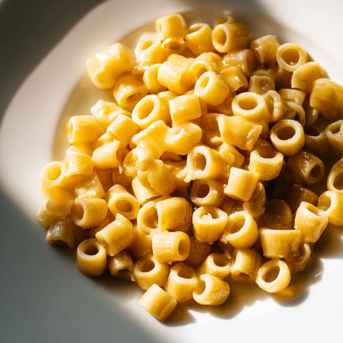 Golden, buttery 3-Ingredient Butter & Garlic Ditalini served in a warm bowl, perfect for a cozy dinner.