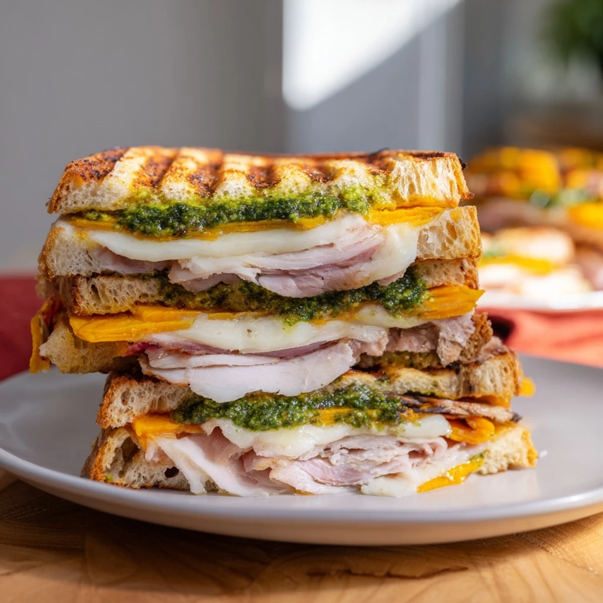 Pesto Turkey Zucchini Cheese Stacks