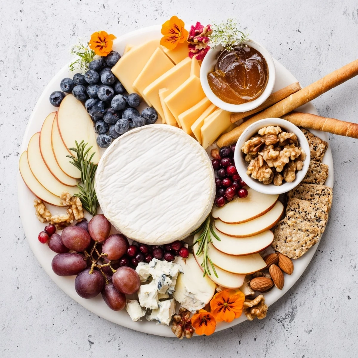 Woodland Creature Cheese Platter: a vibrant spread of cheese, fruits, and crackers perfect for entertaining.