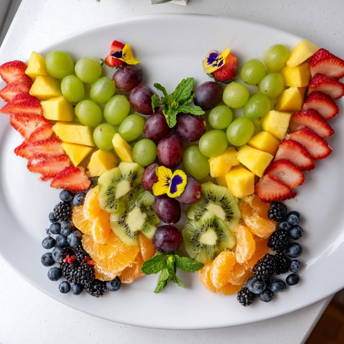 Butterfly Bloom Fruit Board is a colorful, artfully arranged fruit platter with fresh berries.