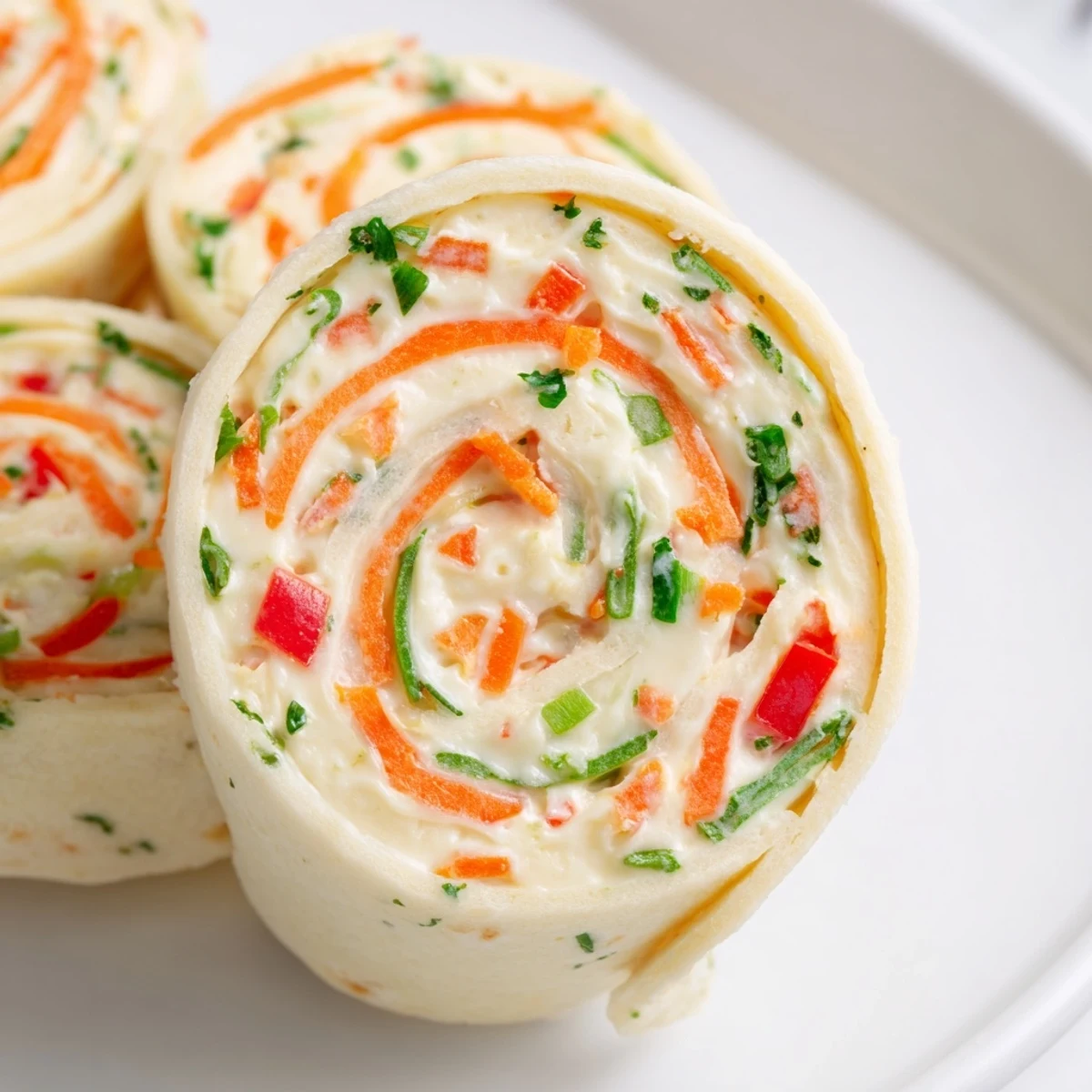 Appetizing shot of spiral, sliced Cozy Scarf Holiday Pinwheel Wraps on a platter, ideal for sharing.