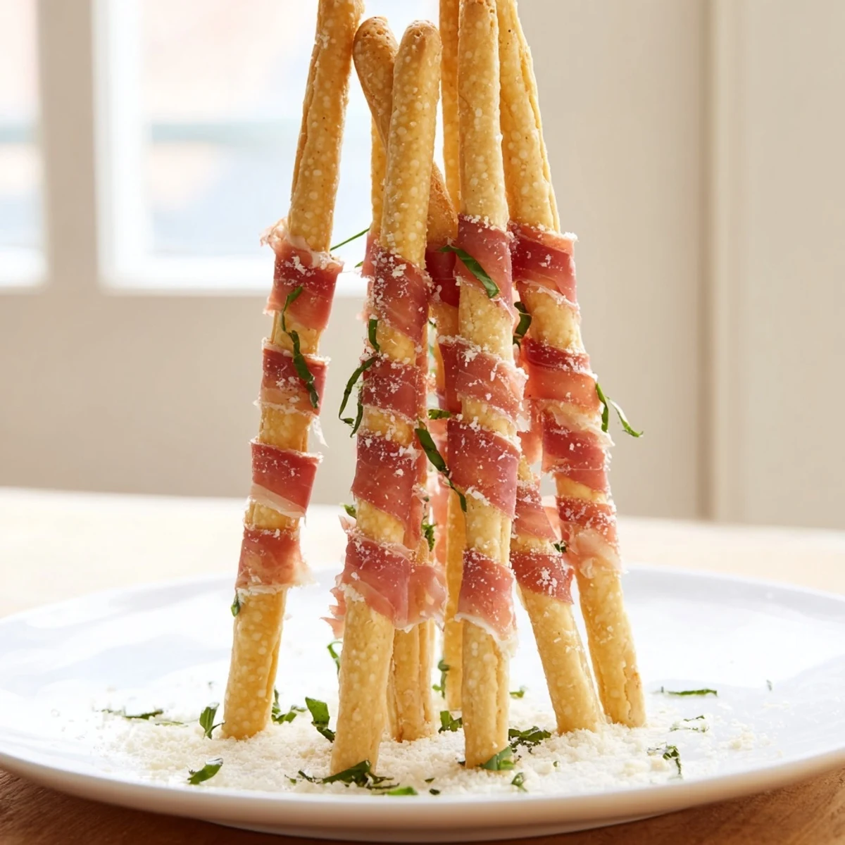 Savory Golden Gate appetizer, featuring layered prosciutto and crunchy breadsticks, ideal for sharing now.