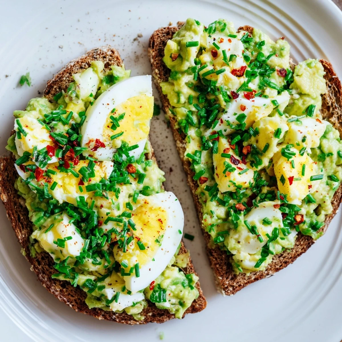 Creamy avocado egg smash on toasted bread, a bright, healthy breakfast ready to enjoy.