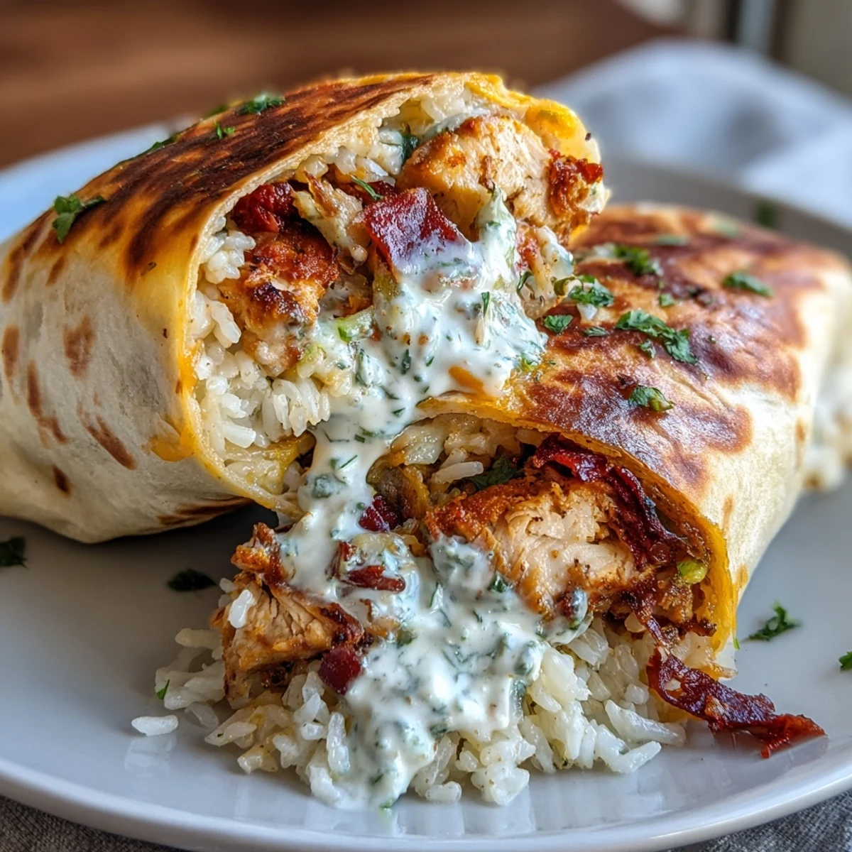 2. Hearty Chicken Bell Pepper Ranch Burritos bursting with juicy chicken, colorful bell peppers, and creamy ranch dressing, rolled in a warm tortilla.  