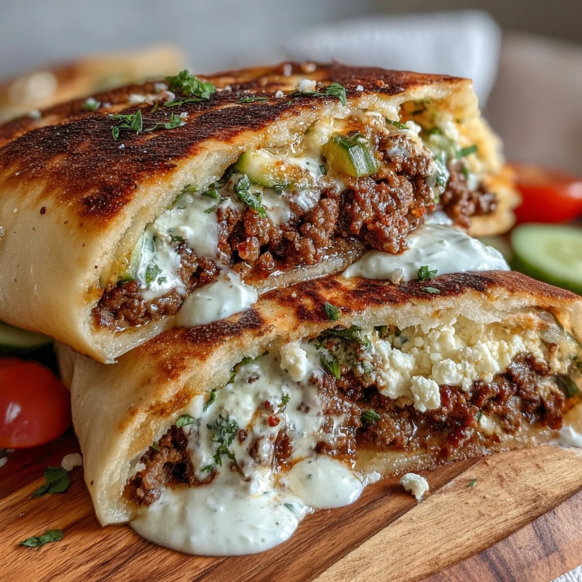Mediterranean Ground Beef Pita