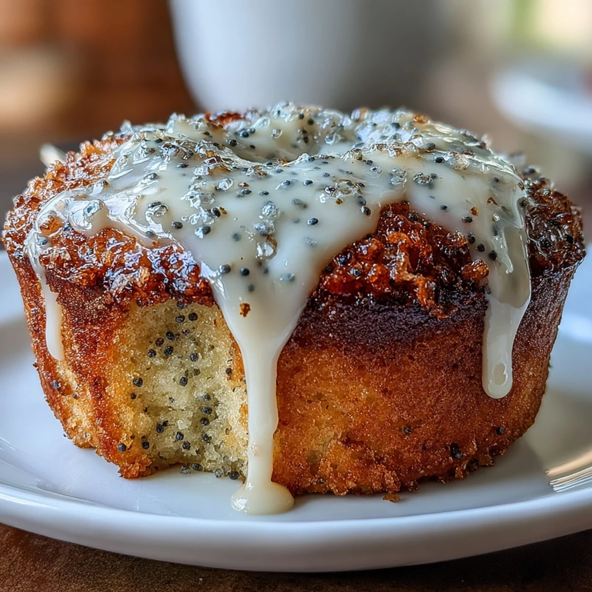 Bakery-style lemon poppy seed muffins with glaze