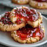 Buttery thumbprint cookies with vibrant strawberry jam filling, perfect for afternoon tea or gifting.