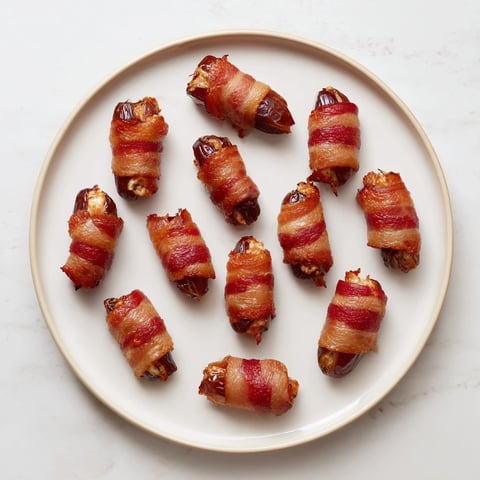 Crispy bacon-wrapped dates stuffed with creamy goat cheese, perfect appetizer for gatherings.