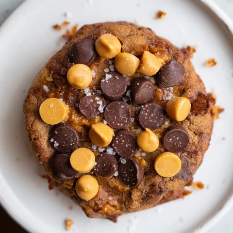 Warm Best Ever Butterscotch Chocolate Chip Cookies with sea salt, golden brown and chewy, ready to eat.