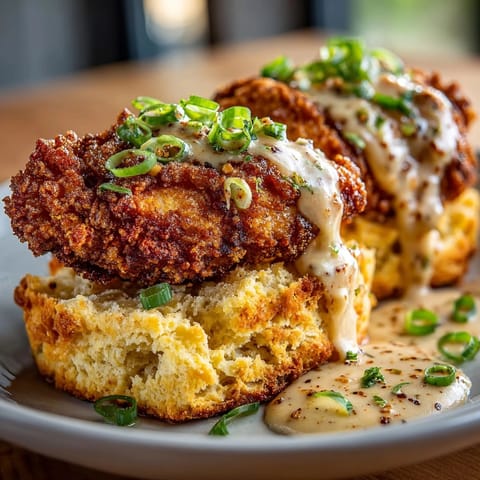 Homemade Southern Buttermilk Chicken &amp; Cheddar Biscuits, flaky, cheesy, ready for Sunday brunch.