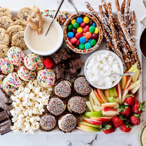 Festive dessert boards with chocolate-covered treats and fresh fruits for sharing joy.  