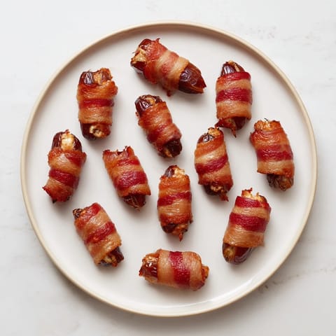 Crispy bacon-wrapped dates stuffed with creamy goat cheese, perfect appetizer for gatherings.