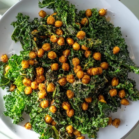 Warm Kale Crispy Chickpeas
