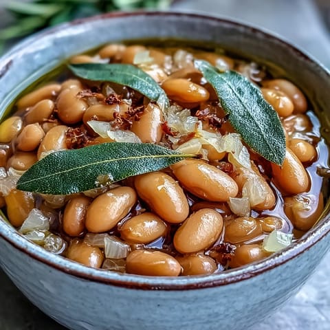 Creamy Pinto Beans cooked in a Dutch oven, ready to spoon into tacos or chili.