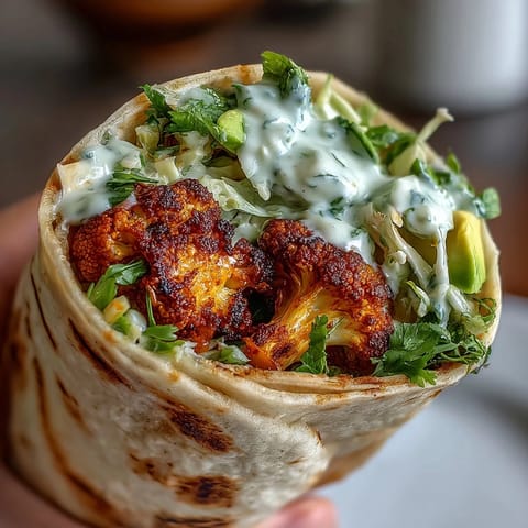 Vegan Buffalo Cauliflower Wraps
