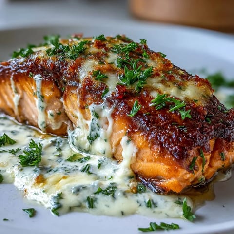 Juicy, tender salmon baked with a rich, tangy lemon butter sauce made creamy with Parmesan—no heavy cream needed.  