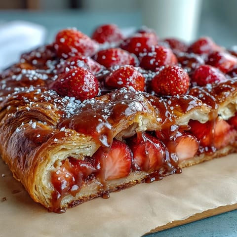Golden, rustic strawberry galette with almond frangipane filling, perfect for spring and summer dessert gatherings.