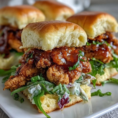 1. Juicy BBQ chicken sliders piled high with tangy coleslaw on soft slider buns, perfect for summer cookouts.