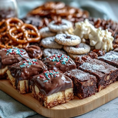 An elegant assortment of sweet treats on a Grad Party Dessert Board, featuring fresh berries and festive sprinkles for a joyful presentation.