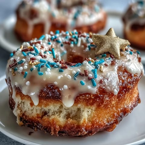 Festive donut tower with colorful sprinkles, a sweet Graduation Party dessert centerpiece.