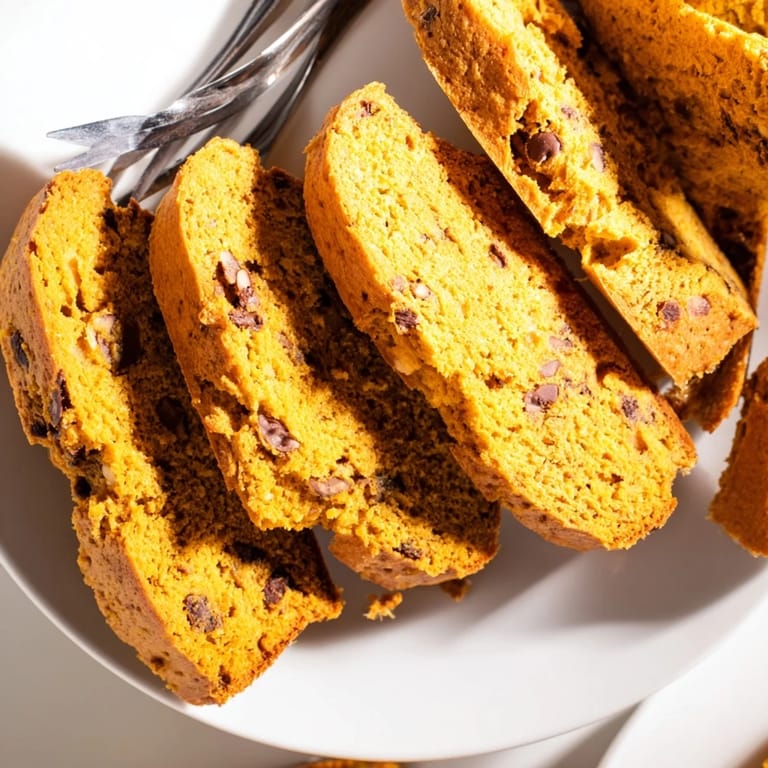 Golden-brown gingerbread pumpkin muffin biscotti served with coffee for holiday cheer.