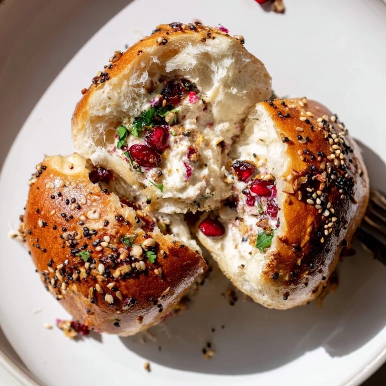 Golden bagel bombs stuffed with creamy cranberry jalapeño dip, ideal for sharing.  