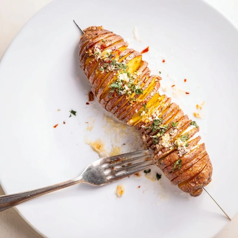 Delicious Air-Fryer Tornado Potatoes topped with Parmesan and fresh herbs for extra savor.
