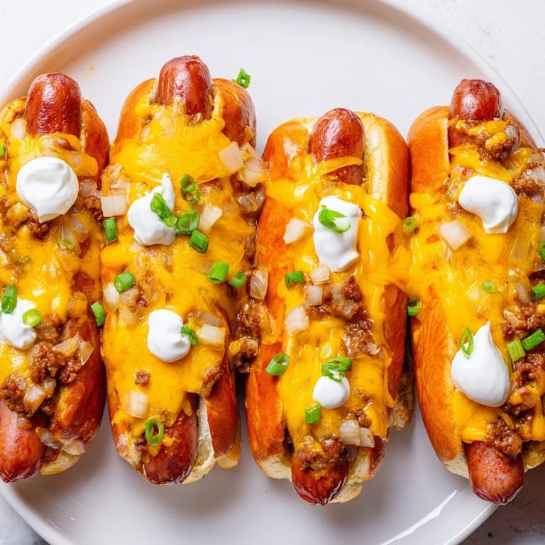 Warm, hearty Chili Dog Casserole topped with melty cheddar cheese, perfect for a family dinner.