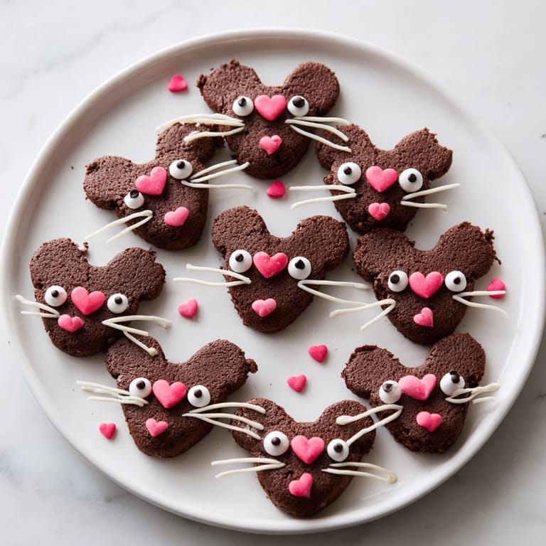 Fudgy Silly Rat Cake Brownie Bites, decorated playfully with chocolate, are a whimsical, delicious dessert.