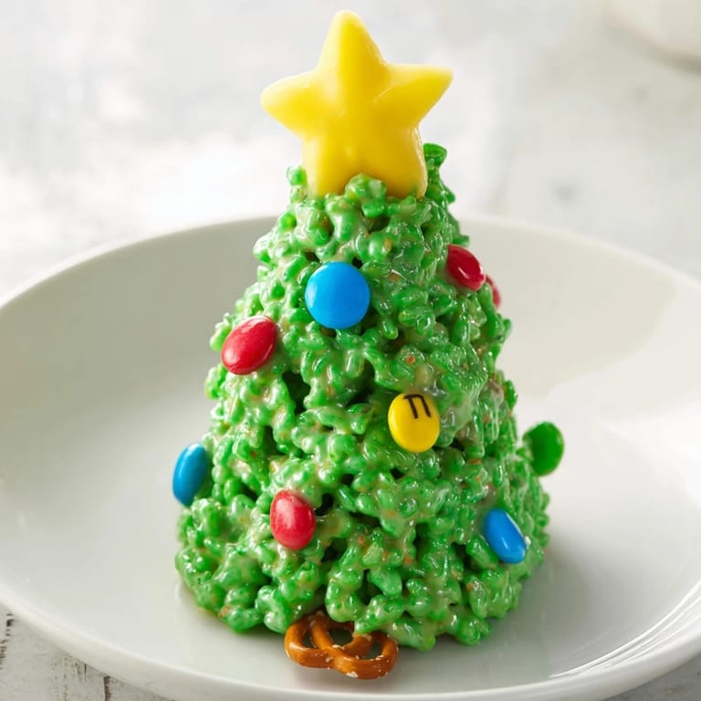 Delicious homemade Christmas Tree Rice Crispy Treats, offering a sweet and crunchy dessert for the holidays.