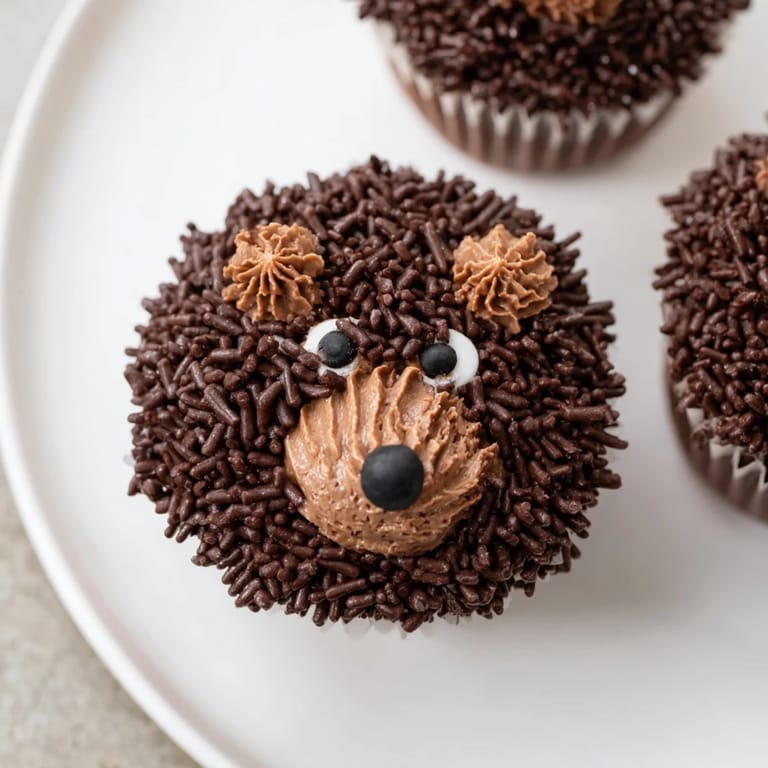 The chocolate buttercream frosted Hedgehog Cupcake Tower is a delightful dessert centerpiece for any celebration.
