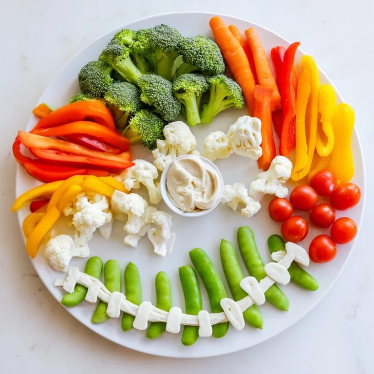 A creative spread! Fresh Dino-Mite Dinosaur Fossil Crudités ready for dipping, featuring carrots and cucumber bones.