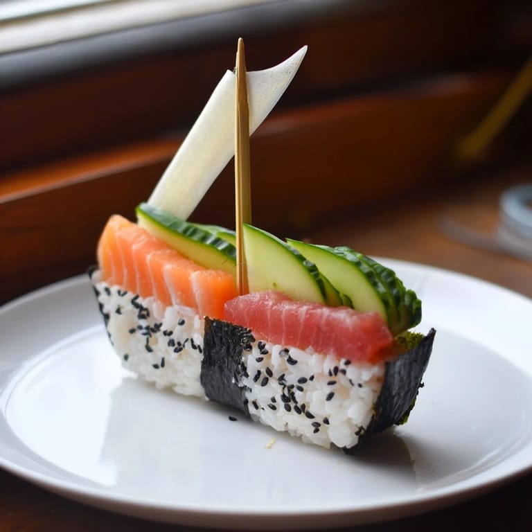 Fresh, beautifully arranged sushi sailboats, with salmon and tuna, are picture-perfect food for your next party.