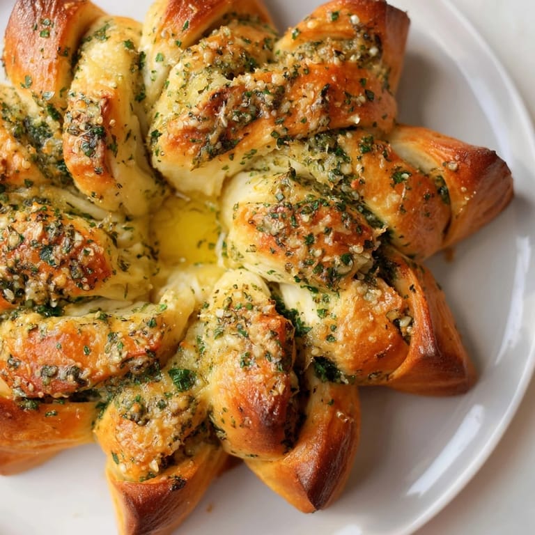See a warm, fragrant Star Shaped Garlic Bread, brushed with melted butter and sprinkled with fresh herbs.