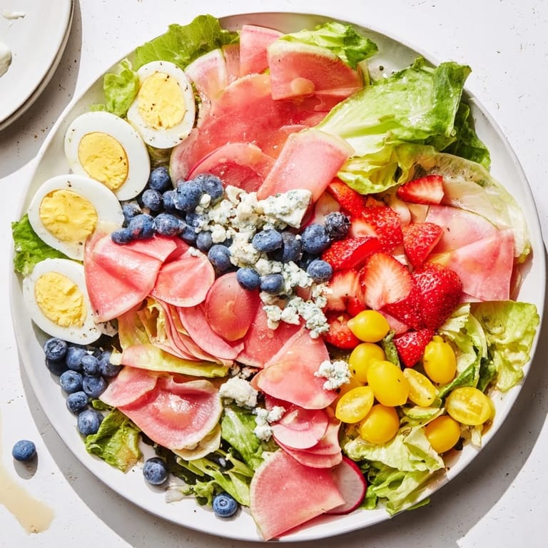 A beautiful Baby Shower Pastel Palette Salad with pastel fruits and vegetables makes a pretty centerpiece.