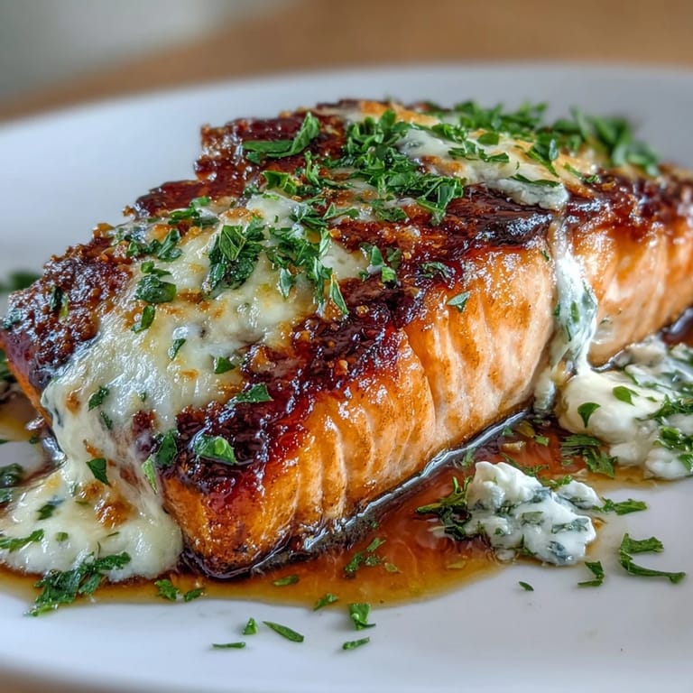 Golden-baked salmon topped with luscious lemon butter sauce, garnished with fresh parsley for a bright, flavorful main dish.