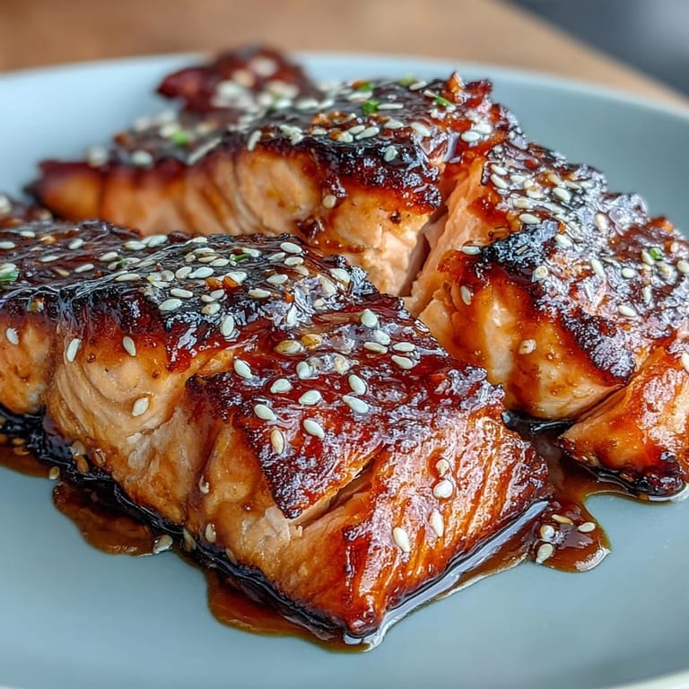 A mouthwatering Asian-inspired main dish featuring perfectly glazed salmon and bright green sesame broccoli, ideal for a quick, healthy weeknight dinner.